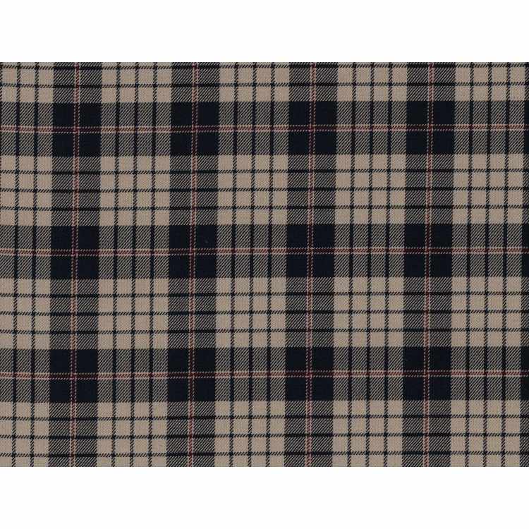 60po - Tissu Tartan beige et bourgogne - 100% Polyester