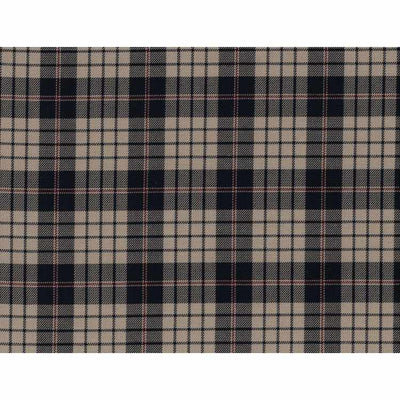60po - Tissu Tartan beige et bourgogne - 100% Polyester