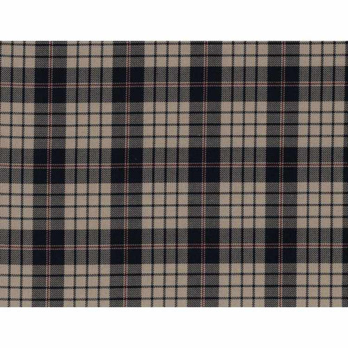 60po - Tissu Tartan beige et bourgogne - 100% Polyester